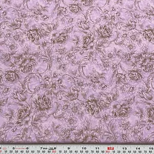 Garden Romance by Hoffman Fabrics Taupe Floral on Purple Cotton by the HALF YARD - Picture 1 of 2