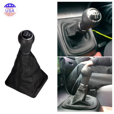 5 Speed Gear Shift Knob Boot Black Manual For VW Volkswagen Jetta 2002-2012 - Image 1 of 4