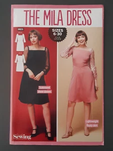 SIMPLY SEWING PATTERN - THE MILA DRESS SQUARE NECKLINE SHEER SLEEVES 6-30 UNCUT - Imagen 1 de 2