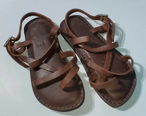 NEW JESUS - 01 SANDALS W HEEL UNISEX HANDMADE LEATHER BLACK OR BROWN NEW W/O BOX - Picture 1 of 10