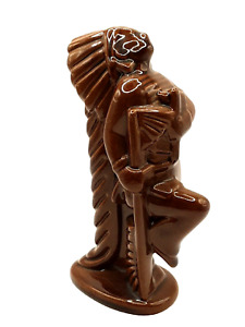 Figurine vintage poterie indienne en chef danseuse amérindienne Frankoma marron amérindien