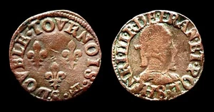 Henri III Double Tournois 1578/80 Type de Troyes - cuivre 2.46 gr - Picture 1 of 1