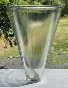 Vintage Modern Clear Glass Conical Vase Geometric Centerpiece Decor Minimalism - Picture 1 of 13
