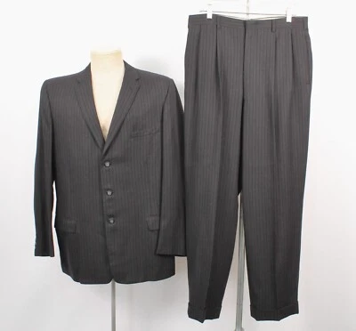 Men's VTG 50s Black 3 Button Suit Sz M 40 1950s Drop Loop Pants - Image 1 of 4