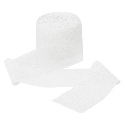 Cinta blanca de gasa arrugada, tela de tul hecha a mano de 1 1/2 pulgada Foto 1 de 4