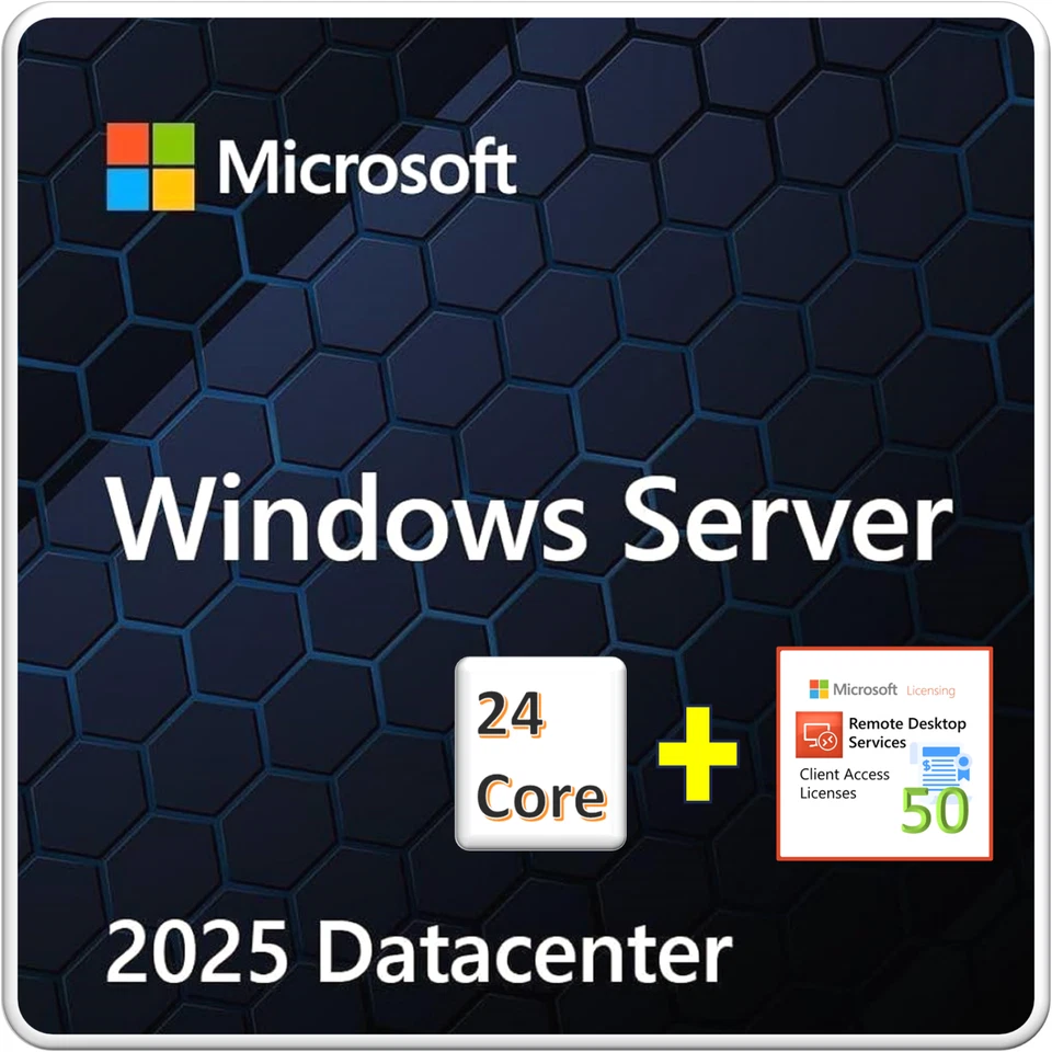 Windows Server 2025 Datacenter - 24 Core License & 50 RDS Device CALs - Image 1 of 1