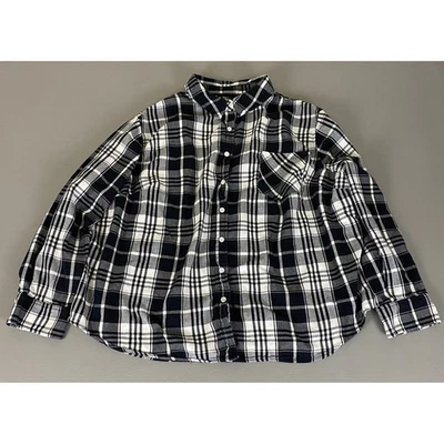 Blusa Top AVA & VIV Para Mujer Talla Grande 3X Negra Blanca Camisa A Cuadros Con Botones Foto 1 de 4