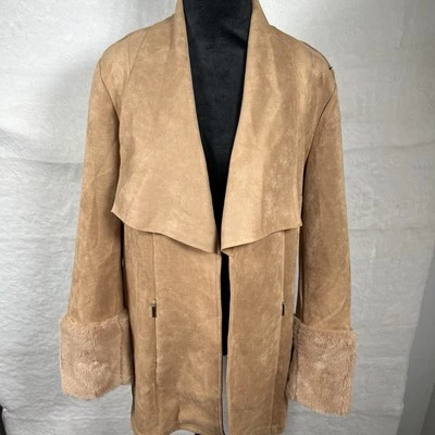 Abrigo Chaqueta Mujer Imitación Gamuza y Puños de Piel Marrón Grande Dinero Antiguo Evento Mobwife Foto 1 de 4