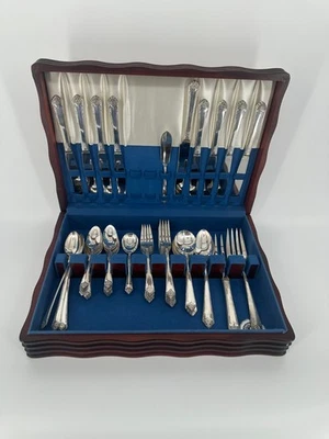 63pc International Silver/Rogers Bros Silverplate 1950 Starlight Flatware Set - Image 1 of 4