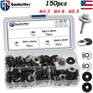 150 x Arandelas de sellado unidas EPDM con respaldo de neopreno de acero inoxidable M4,2 M4,8 M5,5 - Imagen 1 de 15