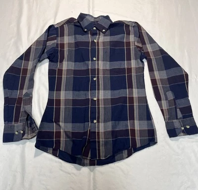 911 Sportswear Shirt Boys Medium Blue Red Plaid Button Down Casual Long Sleeve - Image 1 of 4
