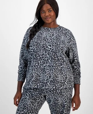 Sudadera polar ID Ideology para mujer talla grande estampado animal negra profunda talla 3X Foto 1 de 3