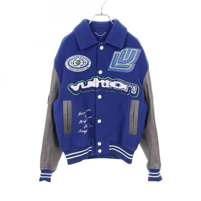 LOUIS VUITTON Varsity Blouson Jacket RM232 wool leather Blue Gray Used mens #46 - Image 1 of 4