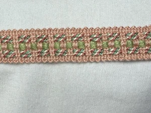 4 yards Upholstery Gimp  7/8" Pink green blue white Drapery Fabric Trim - Picture 1 of 4