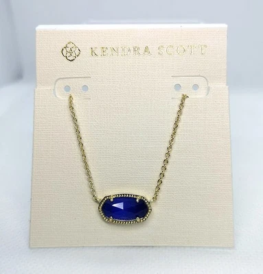 New Kendra Scott Elisa Gold Pendant Necklace In Cobalt Blue - Image 1 of 3