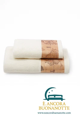 Coppia di Asciugamani Alviero Martini Viso e Ospite,Geo Classic 100% Cotone - Immagine 1 di 4