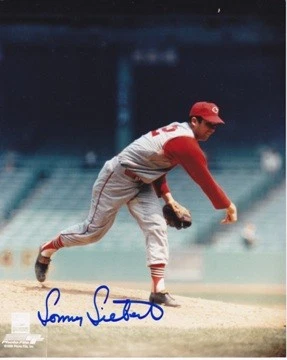Foto firmada por Sonny Siebert de los Indios de Cleveland de 8x10 pulgadas 1966 sin bateador + All Star Foto 1 de 1