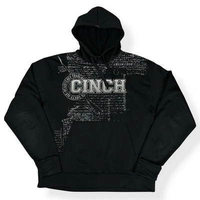 Sudadera con capucha vintage Y2K Cinch Western Grunge Rodeo para hombre talla M AOP negra Foto 1 de 4