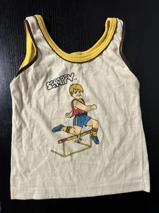 Vtg 70s Scrappy Track Tank Top Shirt Baby Toddler 11x15 - Picture 1 of 6