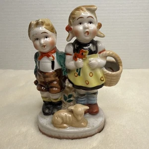 MCM Junge Mädchen Lamm Figur handbemalt besetzt Japan Vintage - Bild 1 von 10