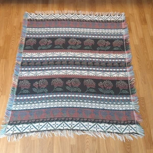 Goodwin Weavers Throw Blanket Floral Woven Flowers Grannycore Vintage - Picture 1 of 7