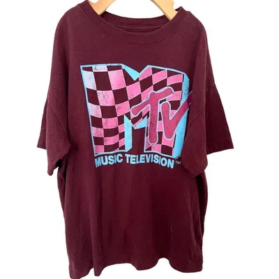 Camiseta MTV Music Television Niños Manga Corta Juvenil Talla 8 Camiseta Gráfica Azul Marino Antigua Foto 1 de 4