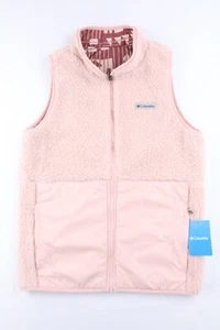 Columbia Youth Girl's Hakatai Reversible Vest Pink Sz XL YKK Zipper Sherpa Fleec - Picture 1 of 18