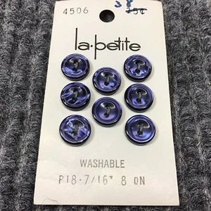 8 Vintage Lapetite Buttons Navy Blue color Two Hole Sewing Crafts 7/16” Washable - Picture 1 of 4