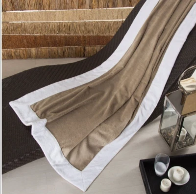 NEW Frette Mediterranean Beach Towel Taupe/White cotton great GIFT UNISEX  - Image 1 of 2