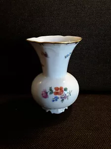 Vase Porzellan Fürstenberg Blumen Motiv farbig Gold Dekor Relief vintage 70er - Bild 1 von 3
