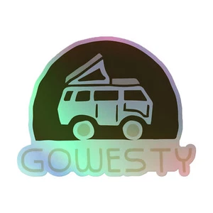 Rollyn GoWesty Logo Vanagon T3 Westy Camper Van Bus holografischer Aufkleber süß NEU - Bild 1 von 4