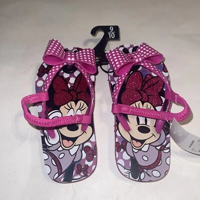 Disney Minnie Mouse Niñas Rosa Chanclas Playa Sandalias Correa Trasera Talla 9-10 Foto 1 de 4