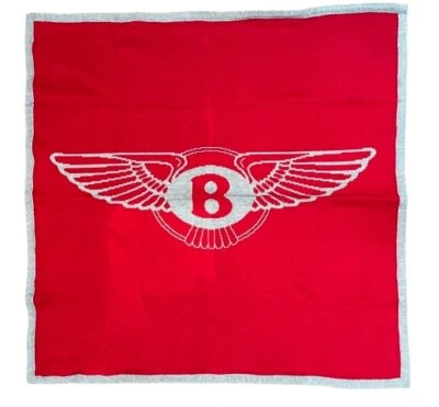 Vintage Hudson Blankets BENTLEY Motors Winged B Logo Red Gray Emblem Car Throw - Image 1 of 4