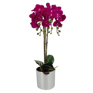 Artificial Orchid Large Dark Pink Silver 52cm - Picture 1 of 5