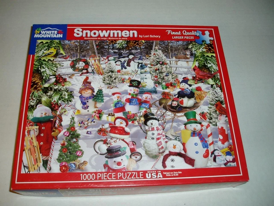 Lori Schory White Mountain Jigsaw Puzzle Snowmen New(Opened Box) - Image 1 of 1