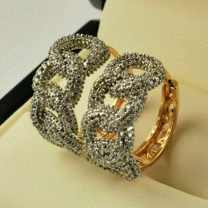 1.50Ct Round Cut Lab Created Diamond Huggie Hoop Earrings 14k Yellow Gold Plated - Picture 1 of 6