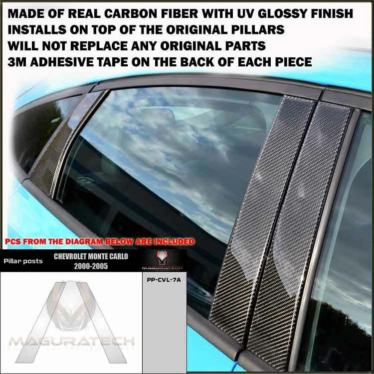 FITS CHEVROLET MONTE CARLO 2000-05 REAL CARBON FIBER WINDOW PILLAR POSTS - 2 PCS - Image 1 of 1