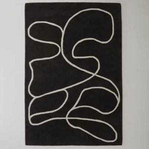 Luxurious Hand-Tufted B&W Hand Made Modern 100% Wool Custom Area Rug - Picture 1 of 12
