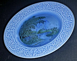 Crown Devon S Fielding English River Scenes Blue Display Plate Made in England - Picture 1 of 6