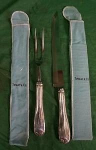 Tiffany & Co Sterling Silver 925 Carving Set 2PC Knife & Fork W/Pouches - Picture 1 of 8