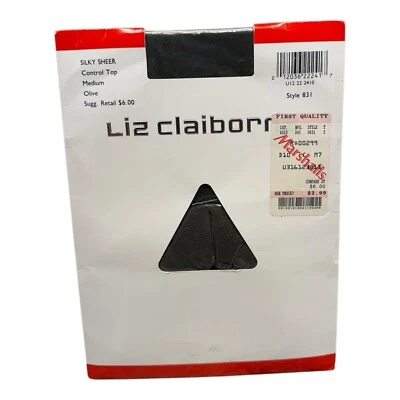 Vintage Liz Claiborne Silky Sheer OLIVE Medium Control Top Pantyhose 1990 831 - Image 1 of 2