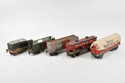 M07F13- 5x Alter Modelleisenbahn Güterwagen, Ua Märklin, Spur 1 • 191€