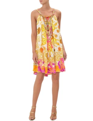 NUEVO CON ETIQUETAS - Minivestido Camilla 'Squid Squad' con Corbata Estampado Seda, Multi-Talla Única Foto 1 de 4