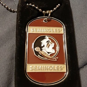 Officially Licensed Neck Tag Dog Tag Necklace FSU FLORIDA STATE SEMINOLES - Picture 1 of 3