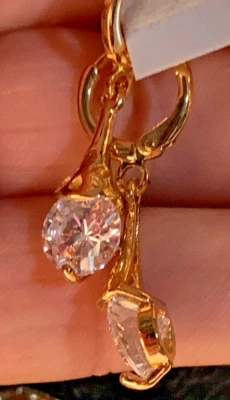 CZ Dangle Earrings 18KT Gold Filled E-158 - Image 1 of 3