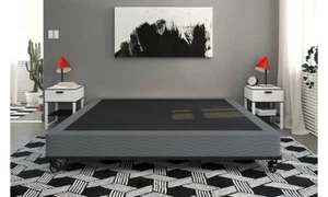 DHP 7" Upholstered Foundation, King Size Folding, Gray - Picture 1 of 8