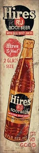 HIRES ROOT BEER 2 GLASS SIZE 20" HEAVY DUTY USA MADE METAL AGED SODA ADV SIGN - Picture 1 of 1