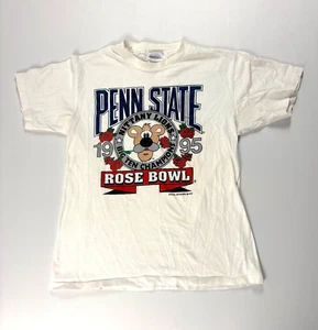 Vintage Penn State Nittany Lions Rose Bowl T Shirt 1995 Hanes White Sz M Rare - Picture 1 of 9