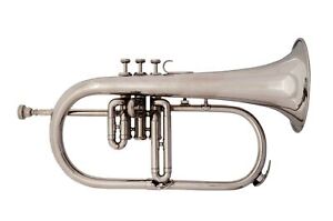 Flugel New Silver Nickel Finish Bb Flugel Horn With Free Hard Case+Mouthpiece