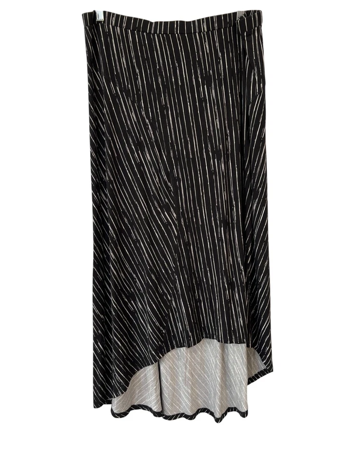 Maxi Falda Lisa Rinna Collection Dobladillo Alto Bajo con Detalle de Costura Grande Negra Blanca Foto 1 de 4